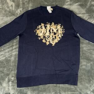 H&M Morris & Co. Men's Pullover Crew Neck Sweater Size Large Navy Blue NWOT